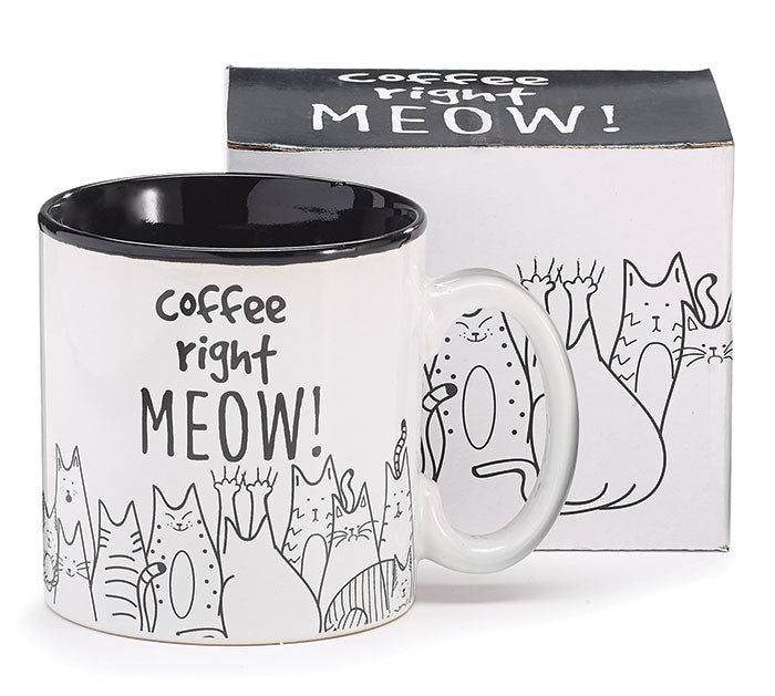 Coffee Right Meow Ceramic Mug W/Box