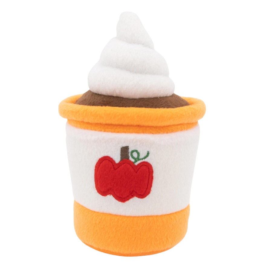 Pumkin Spice Latte dog toy with squeaky