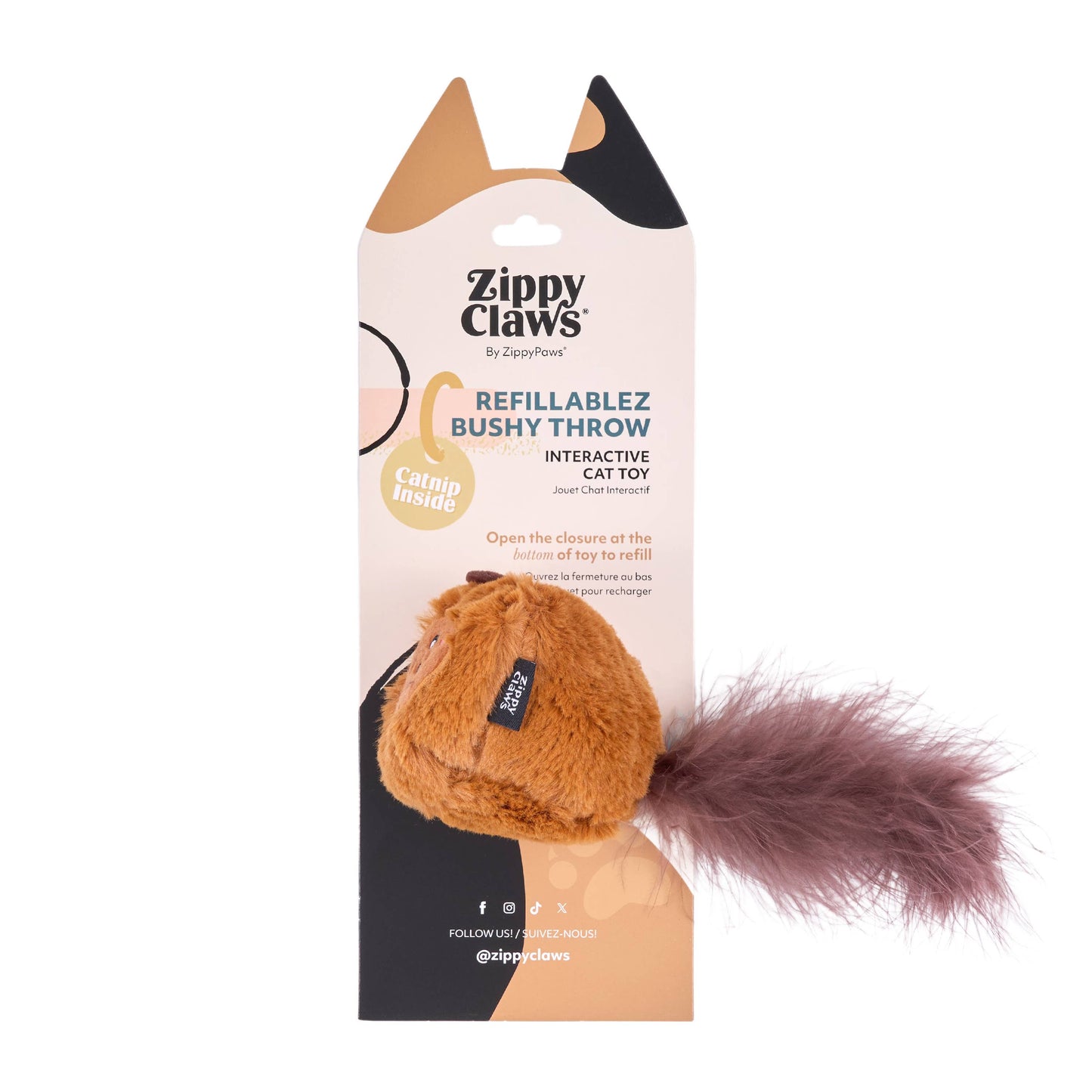 ZippyClaws® Refillablez Bushy Throw - Squirrel (Cat Toy)