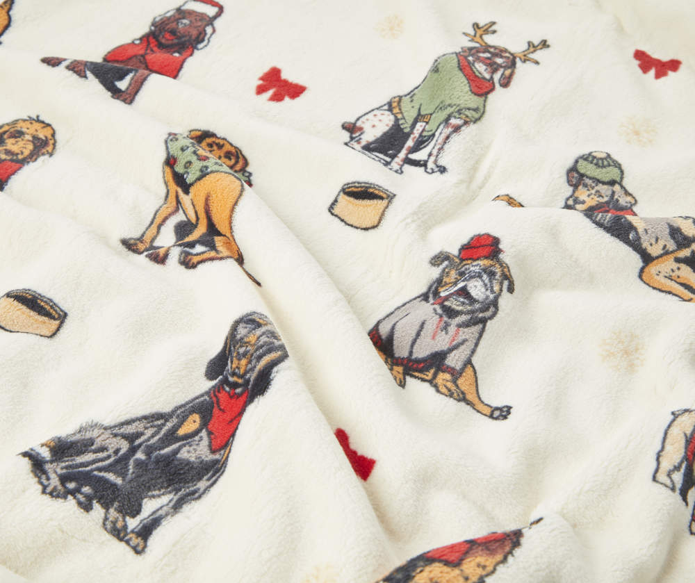 Holiday Dogs Velvet Plush Throw