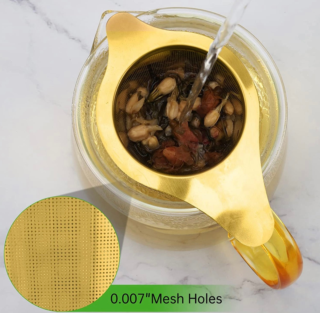 Stainless Steel Tea Stainer with lid (gold)