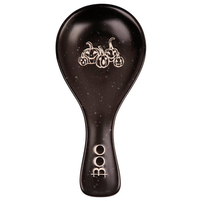 Home Essentials and Beyond - 11in Black Pumpkin Skeleton Spoon Rest