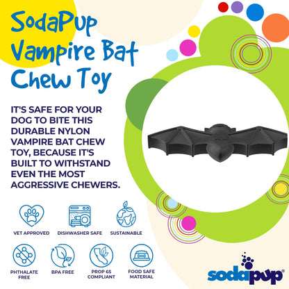 SodaPup Dog Toys - Vampire Bat Nylon Dog Chew Toy for Aggressive Chewers | USA Made & FDA Compliant