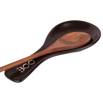 Home Essentials and Beyond - 11in Black Pumpkin Skeleton Spoon Rest