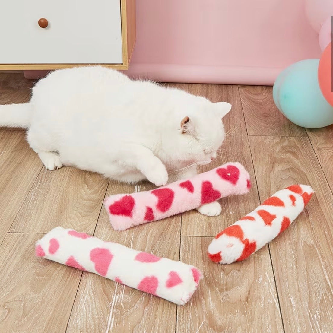Hearts Crinkle Pillow- 1pc  (Cat Toy)