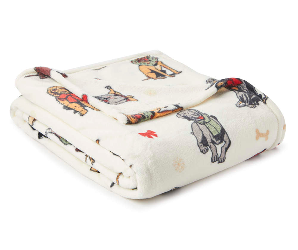 Holiday Dogs Velvet Plush Throw