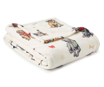 Holiday Dogs Velvet Plush Throw
