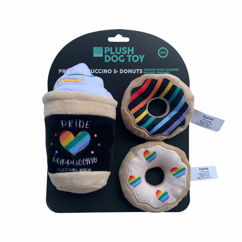 Puppucino & Donuts Squeaky Plush Dog Toy Set - Pride