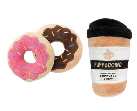 Puppucino & Donuts Squeaky Plush Dog Toy Set