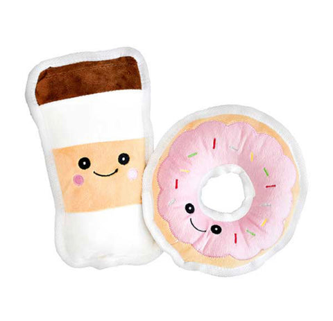 Coffee & Donut Duo Plush dog toy