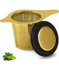 Load image into Gallery viewer, Stainless Steel Tea Stainer with lid (gold)
