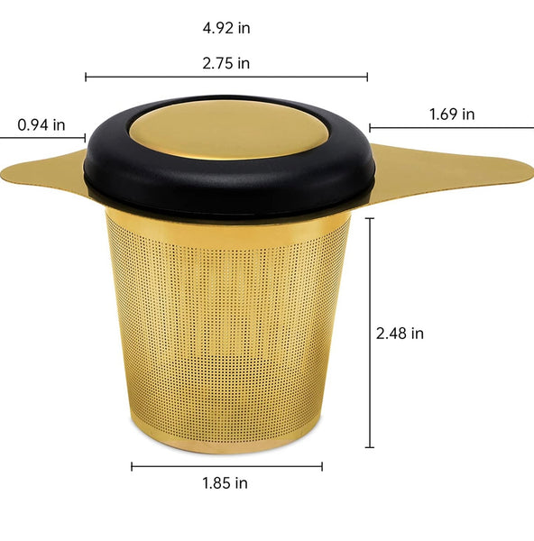 Stainless Steel Tea Stainer with lid (gold)