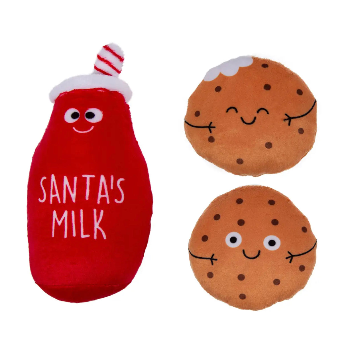 Santa’s milk and cookies dog toy